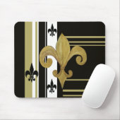Tapis De Souris Saints Noir et Or Fleur de lis (Avec souris)