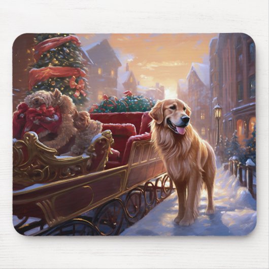 Tapis De Souris Saison de Noël Golden Retriever (Devant)