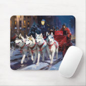 Tapis De Souris Saison de Noël Sibérienne Husky (Avec souris)