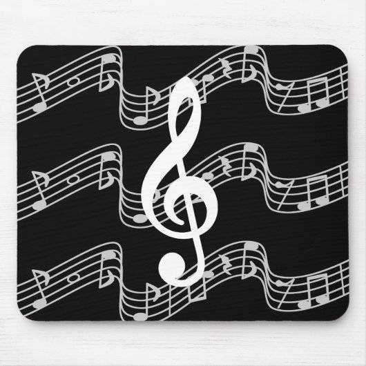 Tapis De Souris Saison et Treble Clef on Black (Devant)