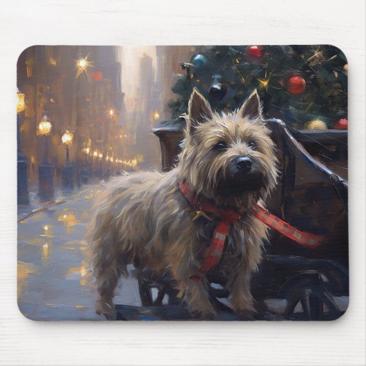 Tapis De Souris Saison Festive de Noël à Cairn Terrier (Devant)