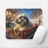 Tapis De Souris Saison Festive de Noël de Lhasa Apso (Avec souris)