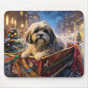 Tapis De Souris Saison Festive de Noël de Lhasa Apso
