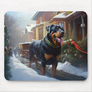 Tapis De Souris Saison festive de Noël de Rottweiler