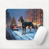 Tapis De Souris Saison Festive de Noël Doberman (Avec souris)