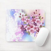 Tapis De Souris Sakura rose sur la peinture Arrière - plan (Avec souris)