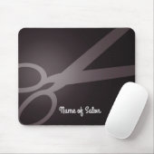 Tapis De Souris Salon de coiffure Brown foncé ciseaux blancs (Avec souris)