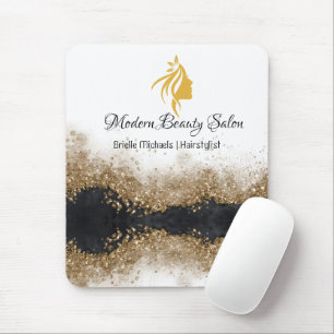 Tapis De Souris Salon de coiffure Or et noir