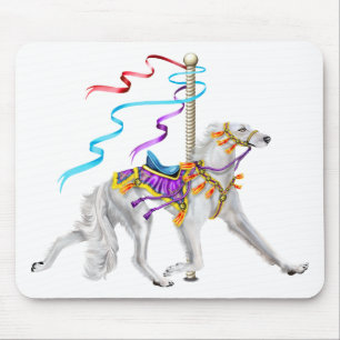 Tapis De Souris Saluki Carousel Blanc