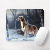 Tapis De Souris Saluki Laisser neiger Noël (Avec souris)