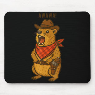 Tapis De Souris Salut Cowboy Rock Hyrax Awawa Western Drôle _2