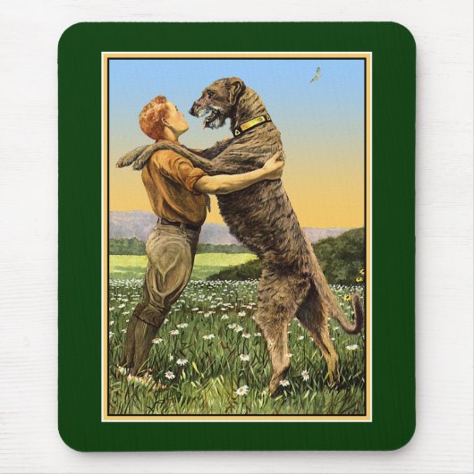 Tapis De Souris "Salutation irlandaise de Wolfhound" (Devant)