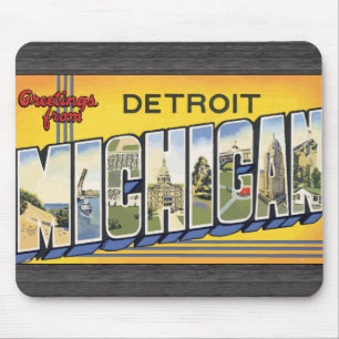 Tapis De Souris Salutations de Detroit Michigan, cru