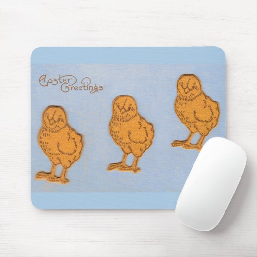 Tapis De Souris Salutations de Pâques Chicks Bleu (Avec souris)