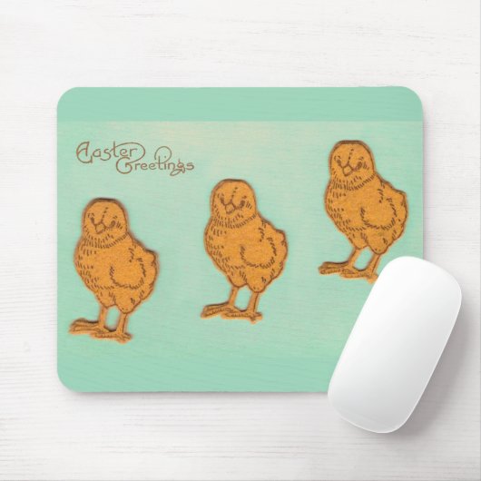 Tapis De Souris Salutations de Pâques Chicks Vert (Avec souris)