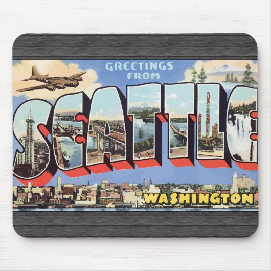 Tapis De Souris Salutations de Seattle Washington, cru (Devant)