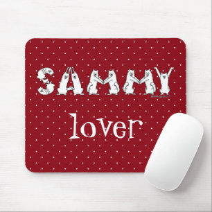 Tapis De Souris Sammy épelée dans des lettres de Chien Samoyé