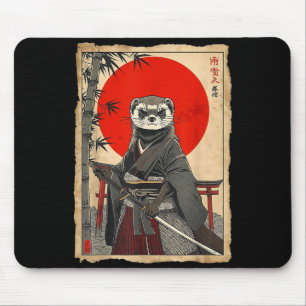Tapis De Souris Samouraï furet Art japonais vintage guerrier Anime
