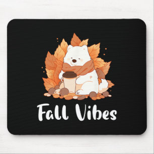 Tapis De Souris Samoyé Vibes Automne Drôle Chien Citrouille Épice