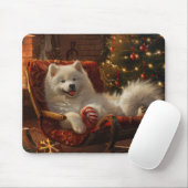 Tapis De Souris Samoyed Chien Festive de Noël (Avec souris)
