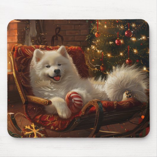 Tapis De Souris Samoyed Chien Festive de Noël (Devant)