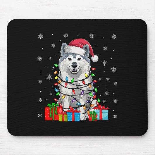 Tapis De Souris Samoyed Chien Moins moche Noël Éclairage Santa Cha (Devant)