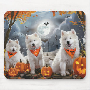 Tapis De Souris Samoyède Halloween Ensorcelé
