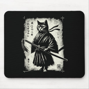 Tapis De Souris Samurai Cat Ukiyo-e Warrior Art Graphisme Sumi-e C