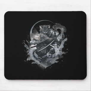 Tapis De Souris Samurai Chat Anime Japonais Ninja Guerrier Aesthét