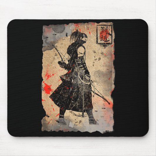 Tapis De Souris Samurai Japanese Retro Art Print Bushido Premium T (Devant)