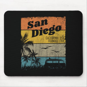 Tapis De Souris San Diego Vintage Californie Plage Surf Rétro S