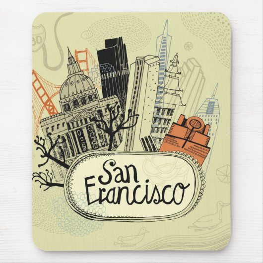 Tapis De Souris San Francisco tirée par la main (Devant)