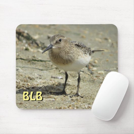 Tapis De Souris Sandpiper sur la plage avec vos initiales Souris (Avec souris)