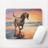 Tapis De Souris Sandy Paws Bloodhound Dog on Beach Sunset (Avec souris)