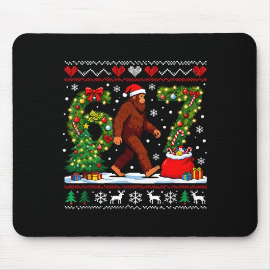 Tapis De Souris Santa Bigfoot Christmas Tree Funny Sasquatch 67 (Devant)