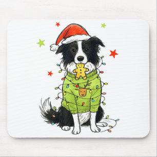 Tapis De Souris Santa Border Collie Noël Border Collie Chien Mo