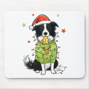 Tapis De Souris Santa Border Collie Noël Border Collie Chien Mo