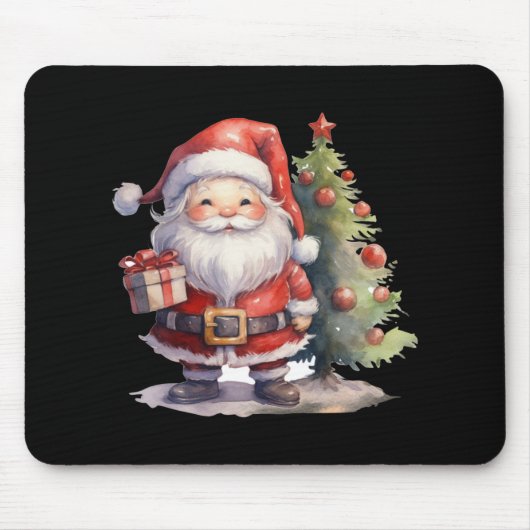 Tapis De Souris Santa Claus And Christmas Tree T Shirt (Devant)