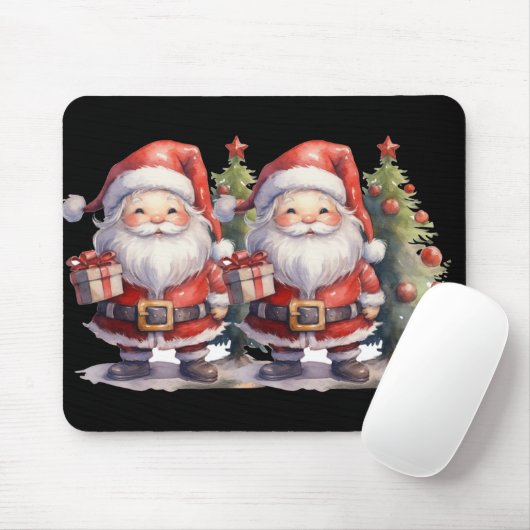 Tapis De Souris Santa Claus And Christmas Tree T Shirt (Avec souris)