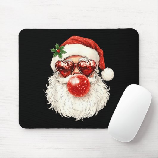 Tapis De Souris Santa Claus Christmas Blowing Bubble Gum And Sungl (Avec souris)
