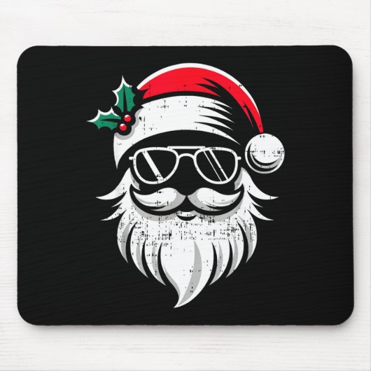Tapis De Souris Santa Claus Face Sungles With Hat Beard Christmas (Devant)