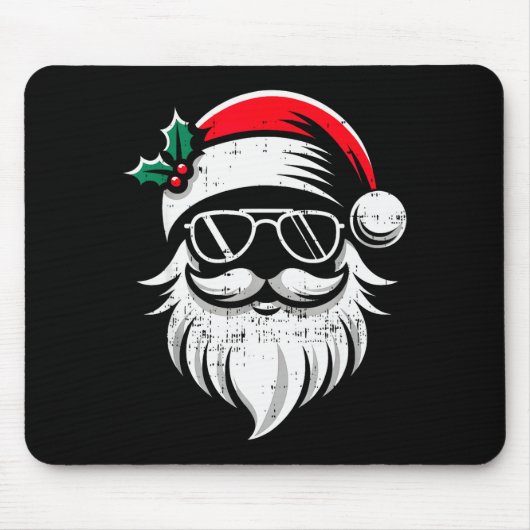 Tapis De Souris Santa Claus Face Sungles With Hat Beard Christmas (Devant)