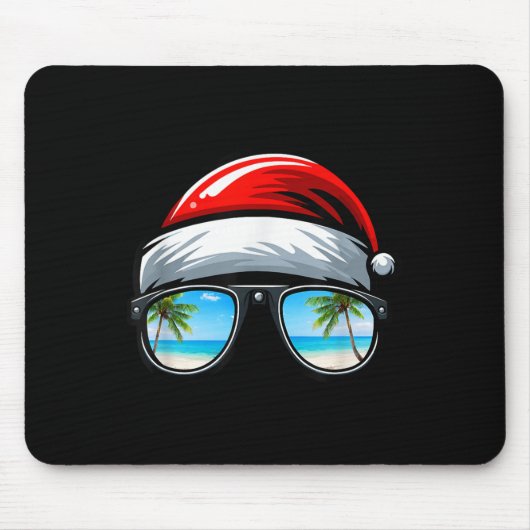 Tapis De Souris Santa Claus Hat Sungles Beach Christmas In July (Devant)