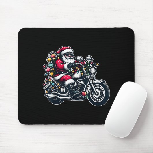 Tapis De Souris Santa Claus On Motorcycle Funny Biker Christmas Xm (Avec souris)