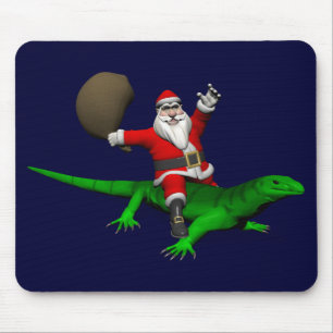 Tapis De Souris Santa Claus Riding Green Lizard