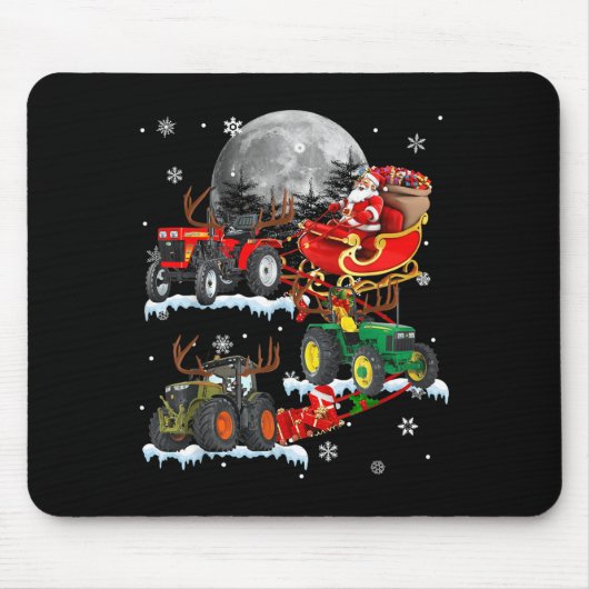 Tapis De Souris Santa Claus Riding Tractor Sleigh Christmas Tracto (Devant)
