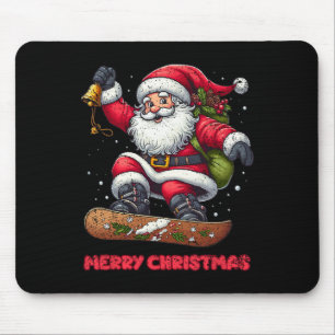 Tapis De Souris Santa Claus Snowboard Joyeux Noël Hiver Ho