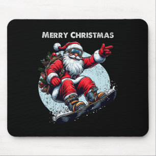 Tapis De Souris Santa Claus Snowboard Joyeux Noël Hiver Ho
