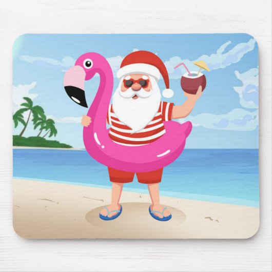 Tapis De Souris Santa Claus with flamingo inflatable ring (Devant)