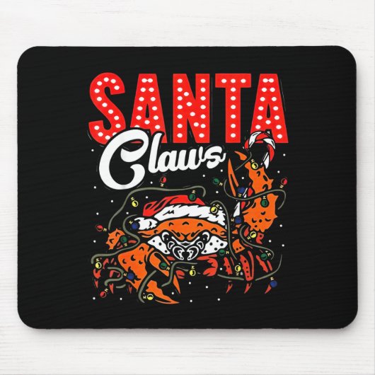 Tapis De Souris Santa Claws Christmas Funny Crab Lights Holiday Ca (Devant)